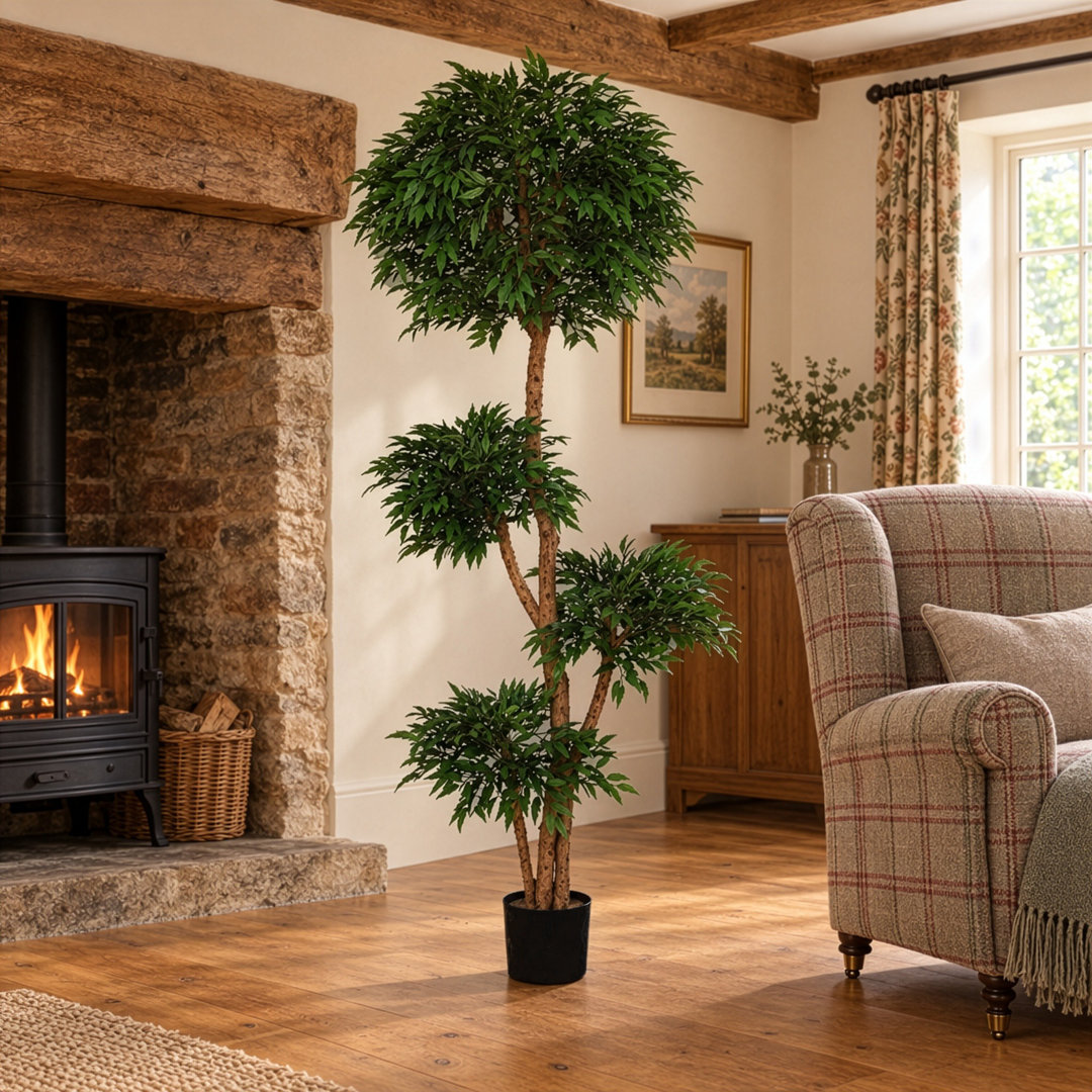 Fire Retardant Artificial Tree 180 cm H Faux Palm Tree Plant in Plastic Pot Liner - Image 4