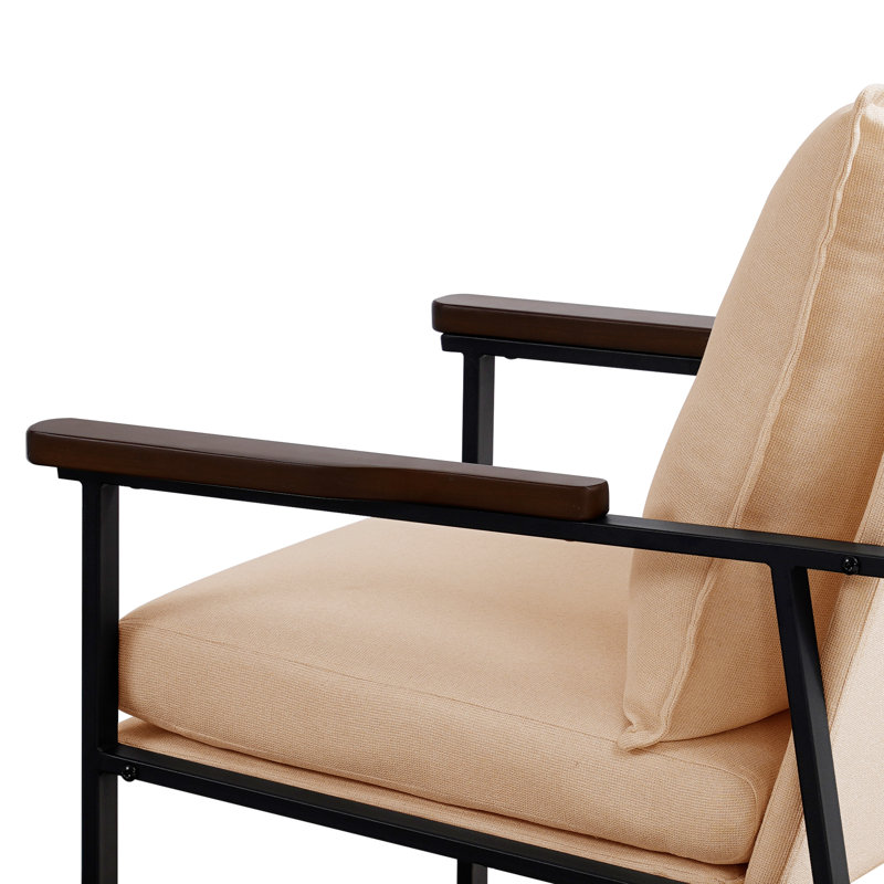 Structure de fauteuil en métal avec dossier rembourré Turnbridge, Microfibre / microsuède curry clair, 1