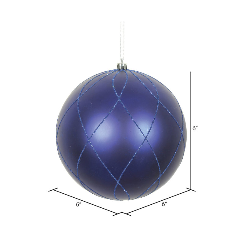 Ornement boule 6 po mat et scintillant, Bleu de cobalt