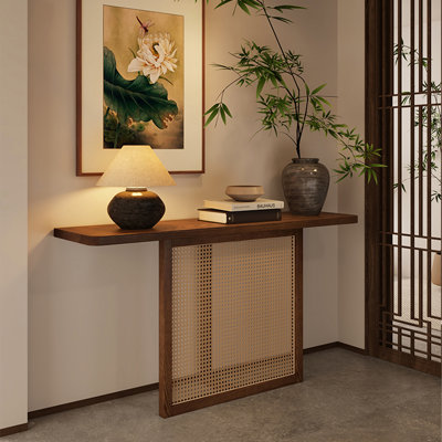 Console rectangulaire en bois massif brun