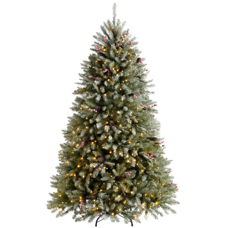 Lighted Artificial Spruce Christmas Tree, 5.91ft H x 4ft W x 4ft D