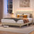 Abe Aadi Corduroy Upholstered Platform Bed with Channel-Tufted Headboard, Modern Bed Frame with Soft Padded Edges and Ambient LED-755949445-755949442-599356191