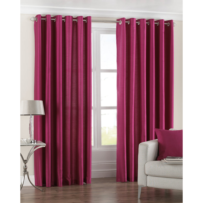 Polyester Semi Sheer Grommet/Eyelet Curtain Pair, Burnt Orange, 168 W x 229 D cm