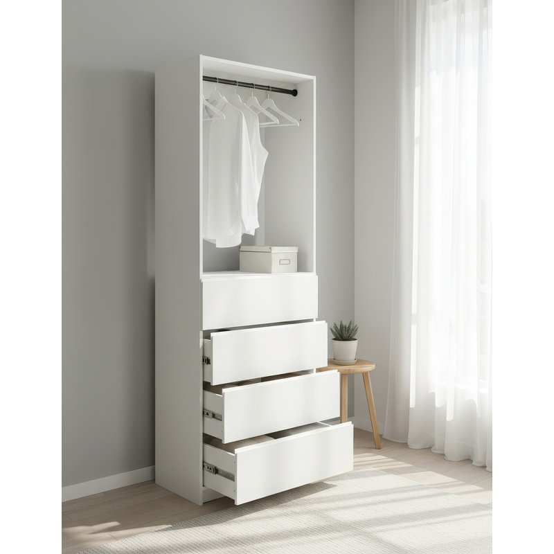 Prosper 32" White Wood Walk-In Closet With Two Rods