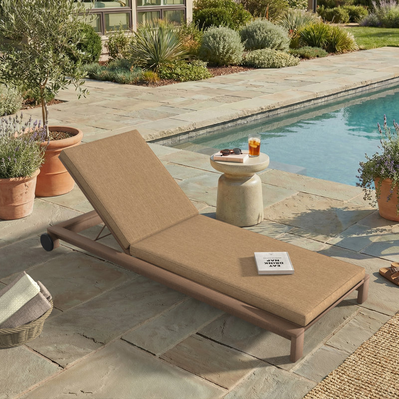 Outdoor Chaise Cushion With Sunbrella Fabric, 24" W x 73" D, Sunbrella® Canvas Heather Beige