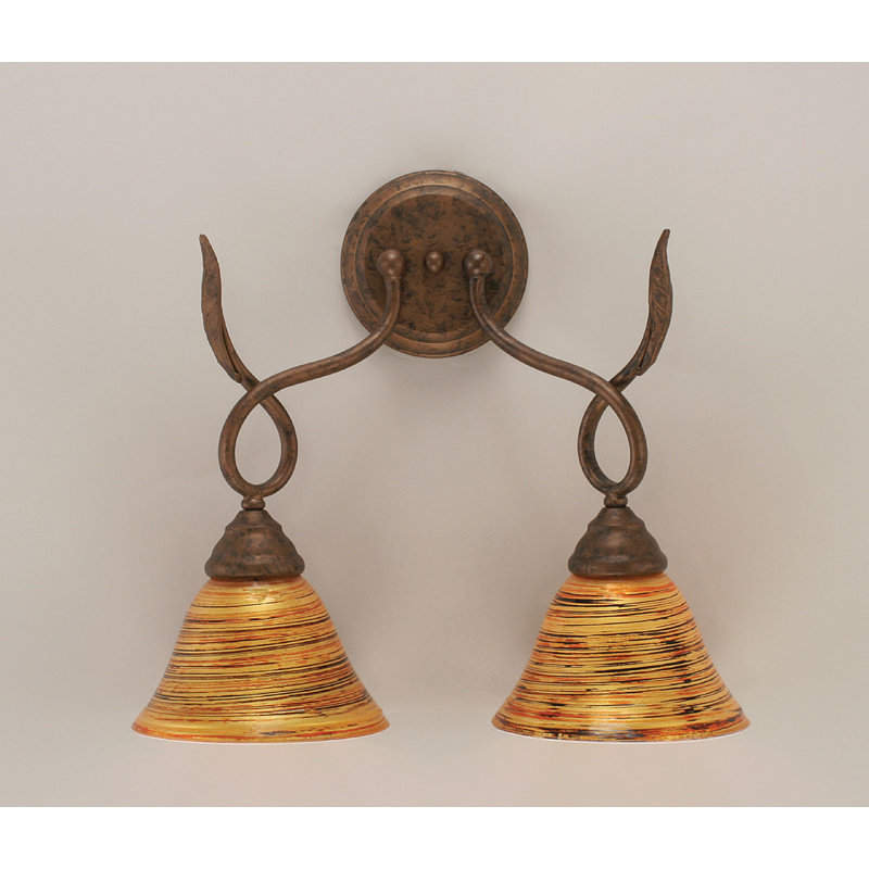Benge Leaf 2 Light Wall Sconce Shown In Bronze Finish With 7" Firré Saturn Glass