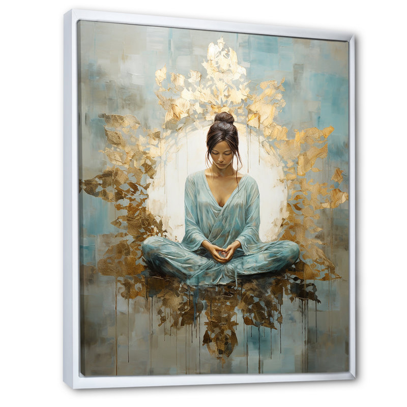 Zen Meditation Position I - méditation sur toile, H 32 po x l 24 po x P 1 po, Cadre flottant blanc