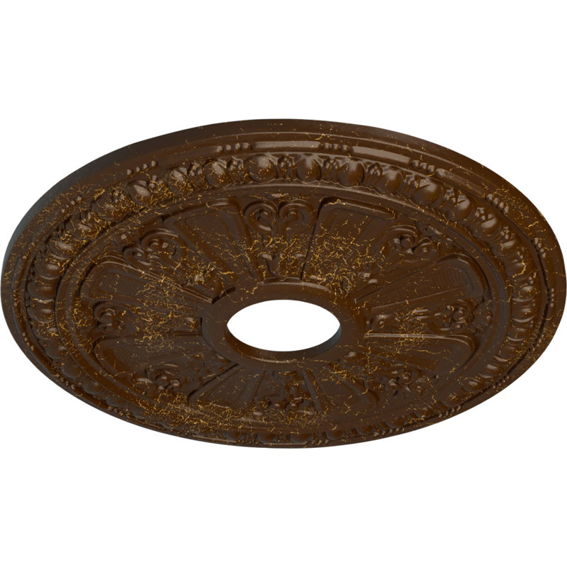 Endurathane Carlsbad Ceiling Medallion, 19 1/2"OD x 1 3/4"P, Hand-Painted Cloud Burst Finish, Root Beer Crackle