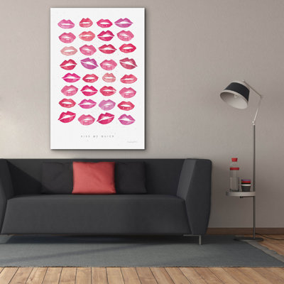 Toile épique Graffiti «Kiss Me Quick Pink» par Mercedes Lopez, 40 po x 60 po