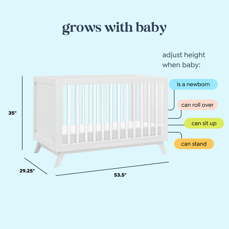 Otto 3-In-1 Convertible Crib, White/Acrylic