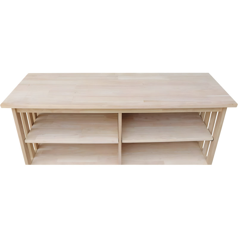 Solid Parawood TV Stand With Customizable Finish, Easy Assembly, And Ample Storage Space
