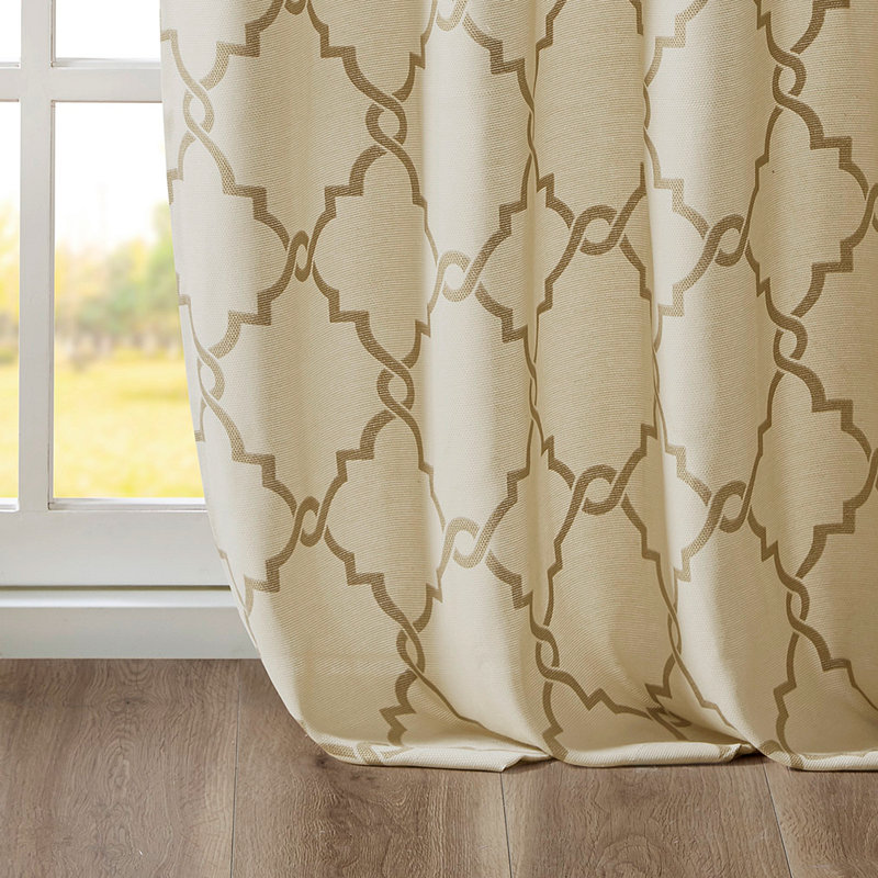 Panneau de rideau à œillets Frwork, Beige/or, L 50,06 po x L 95,04 po