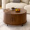 31.5" Modern Round Coffee Table With 360° Curved Sliding Door
