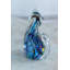 Figurine de chat en verre soufflé à la main Nifao bleu 5 "x 3" x H 7 "