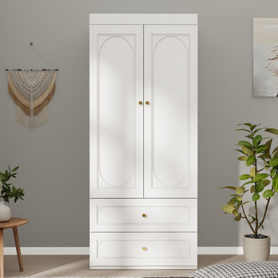 Armoire Wardrobe Closet with 2 Large Drawers And Hidden Storage