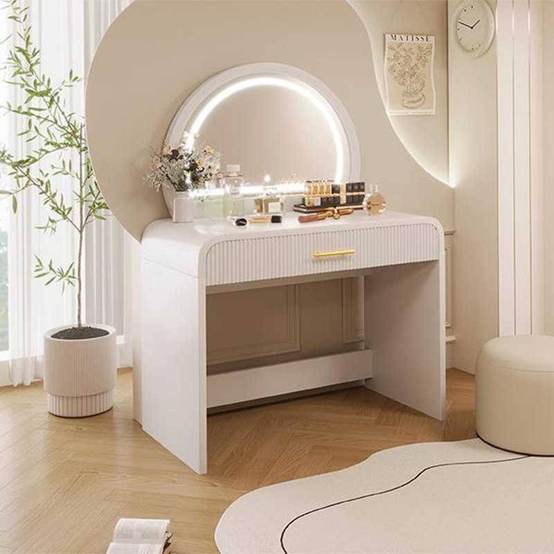 Coiffeuse de 39 po avec miroir et écran tactile, coiffeuse et tiroir pour chambre à coucher, blanc