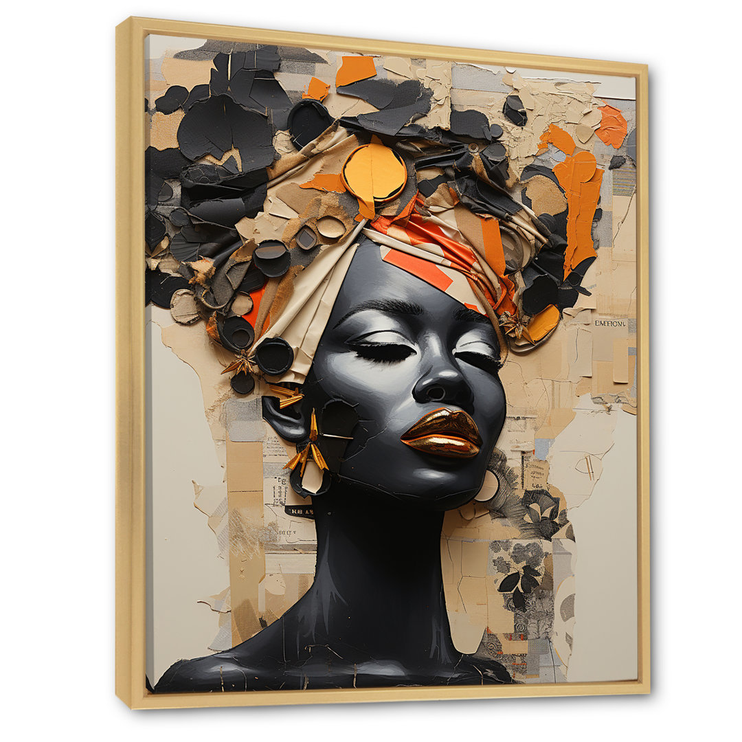 Minimalism African Fashion Woman Portrait - African Art Canvas Print Design Art 