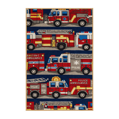 Machine Washable Transportation Brown Area Rug