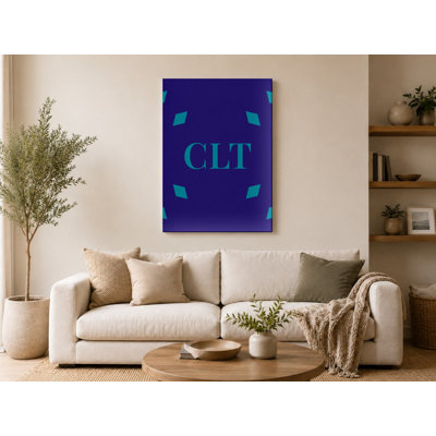 Minnesota Basketball City Colors Luxury Diamond Monogram — Silver Blue Green — Canvas Wall Art