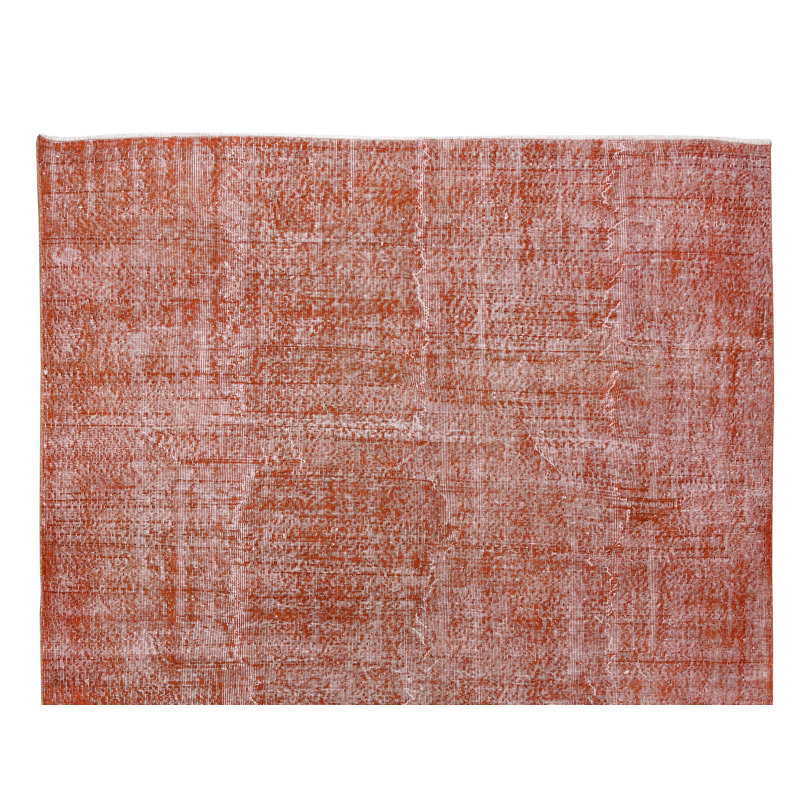 Tapis turc noué à la main 7,2 x 10,7 pi surteint en orange pour une décoration moderne de maison et de bureau