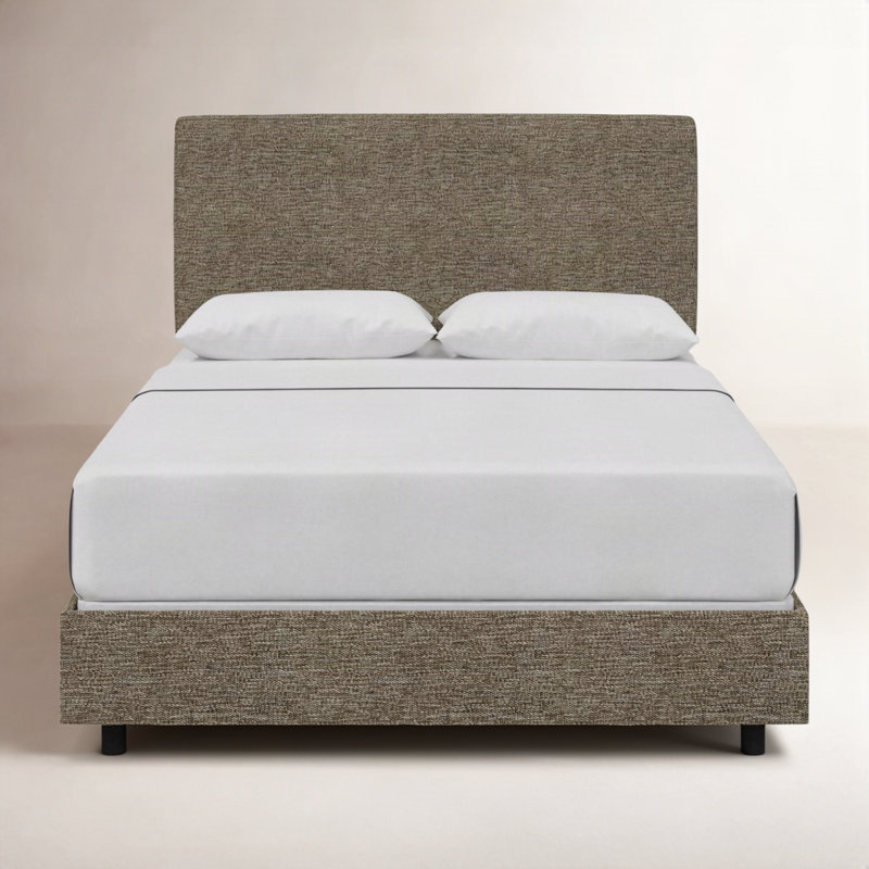 Lit tapissier standard en coton Marquise, Double, Tweed granit Milsap