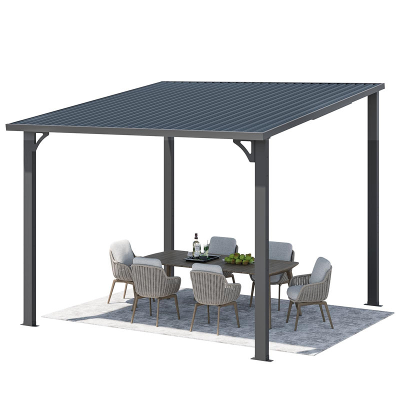 Hardtop Gazebo With Galvanized Steel Sloping Roof, 10' W x 10' D