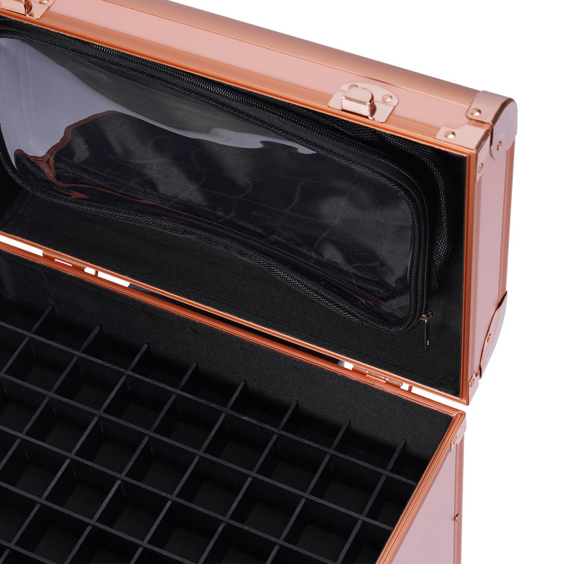 Large Cosmetic Trolley Bin With Locks, Rose Gold