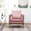 Élégante chaise d'appoint rembourrée en rose avec des carrés découpés et une structure en métal rose-417623568