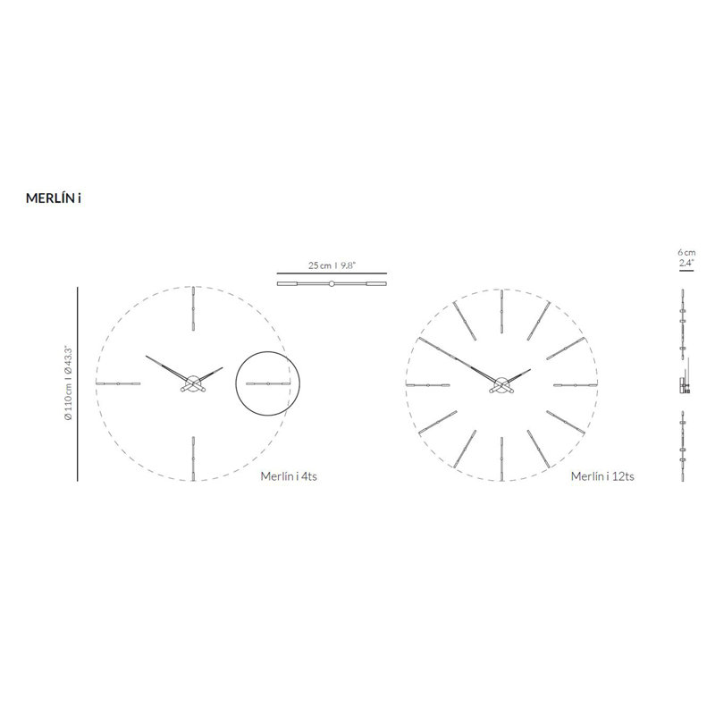 Horloge murale Merlin, Rouge, Petit