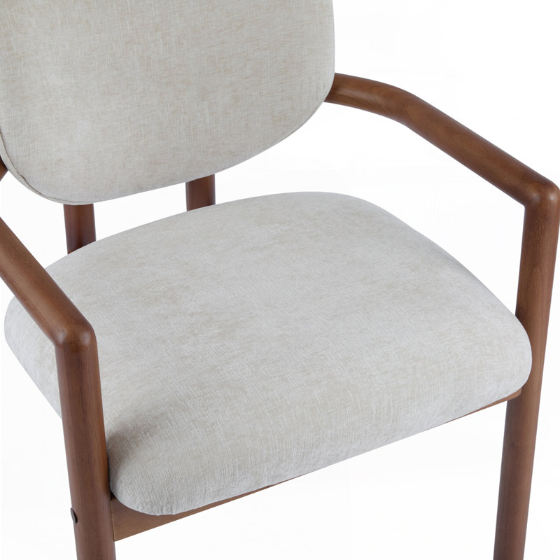 Ensemble de 2 chaises de salle à manger avec accoudoirs rembourrés et une capacité de poids de 300 lb., Beige, Brun