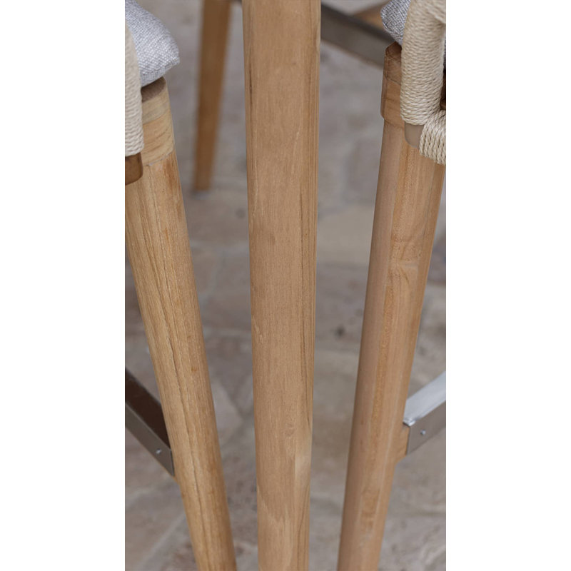 Krabi Outdoor Teak Bar Stool, Canvas Natural Sunbrella® Canvas