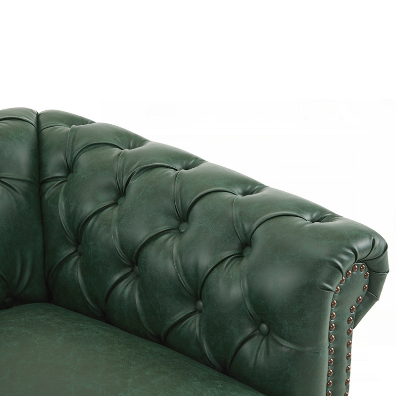 Lawrence Chesterfield Upholstered Swivel Club Chair, Green Faux Leather