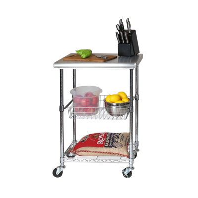 NSF-Certified Stainless Steel Kitchen Island Cart on Wheels by Seville Classics