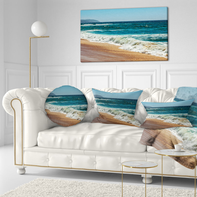 Coussin décoratif à imprimé plage bleue idéale en été - Plage bleue idéale, Rectangle, 12 po x 20 po