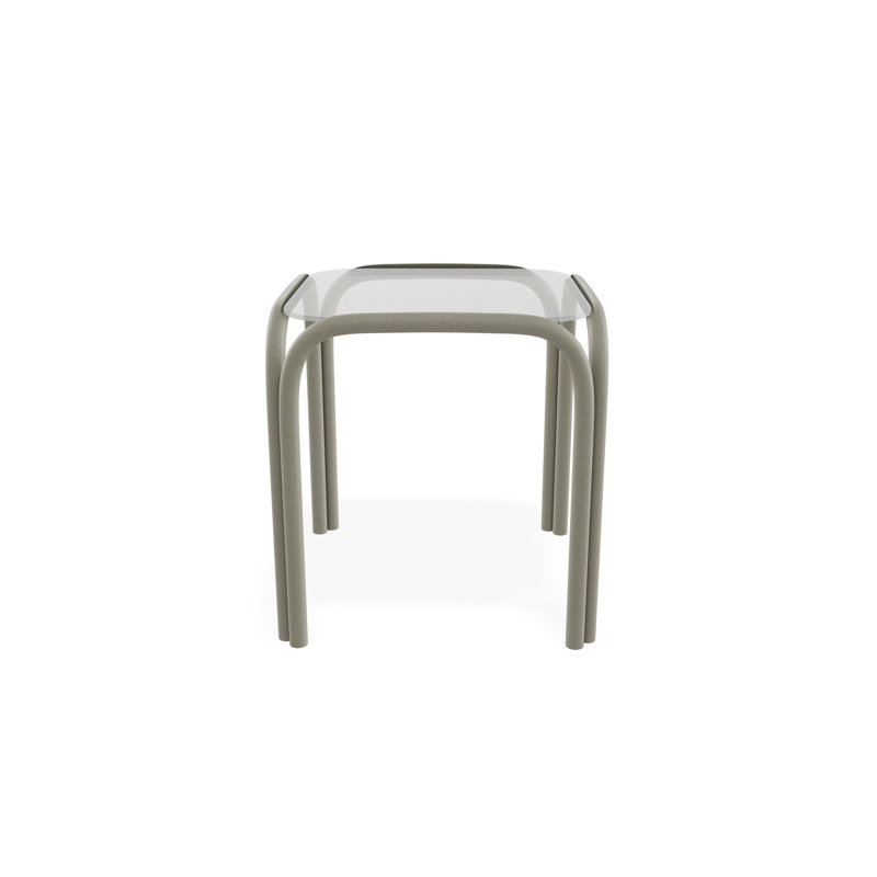 17" Obscure Acrylic Outdoor End Table, Grey/Storm