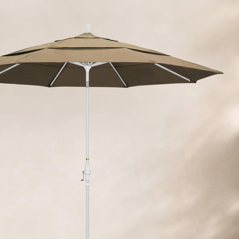 Parasol de marché Broadmeade octogonal Sunbrella, Blanc mat, Toile Sunbrella® beige chiné