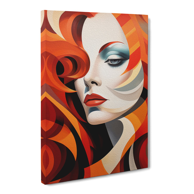 Woman With Red Hair Dadaism - Art Prints - Wrapped Canvas, 50cm H x 35cm W x 3cm D