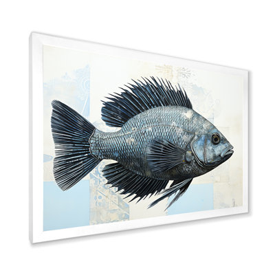 Poisson dans le bleu profond sur toile