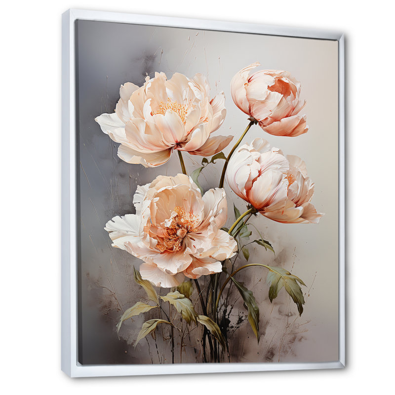 «Tulip beige», impression sur toile, Cadre flottant blanc, H 40 po x l 30 po