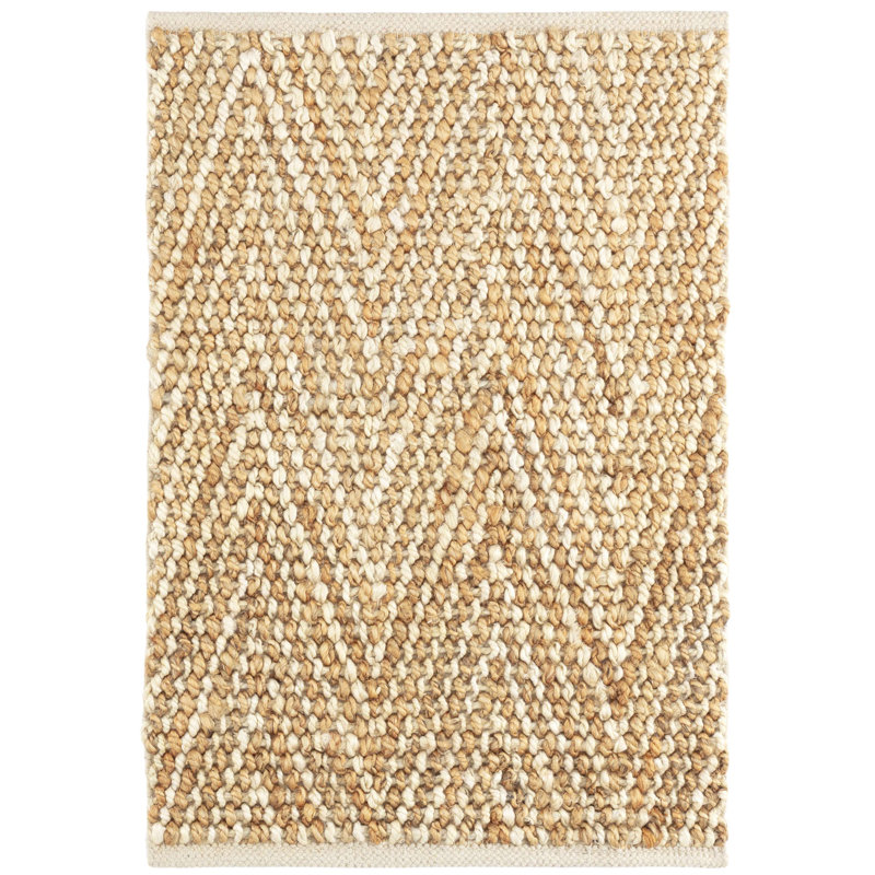 Meghan Ivory/Natural Handwoven Jute Rug, Rectangle 7'6" x 9'6"