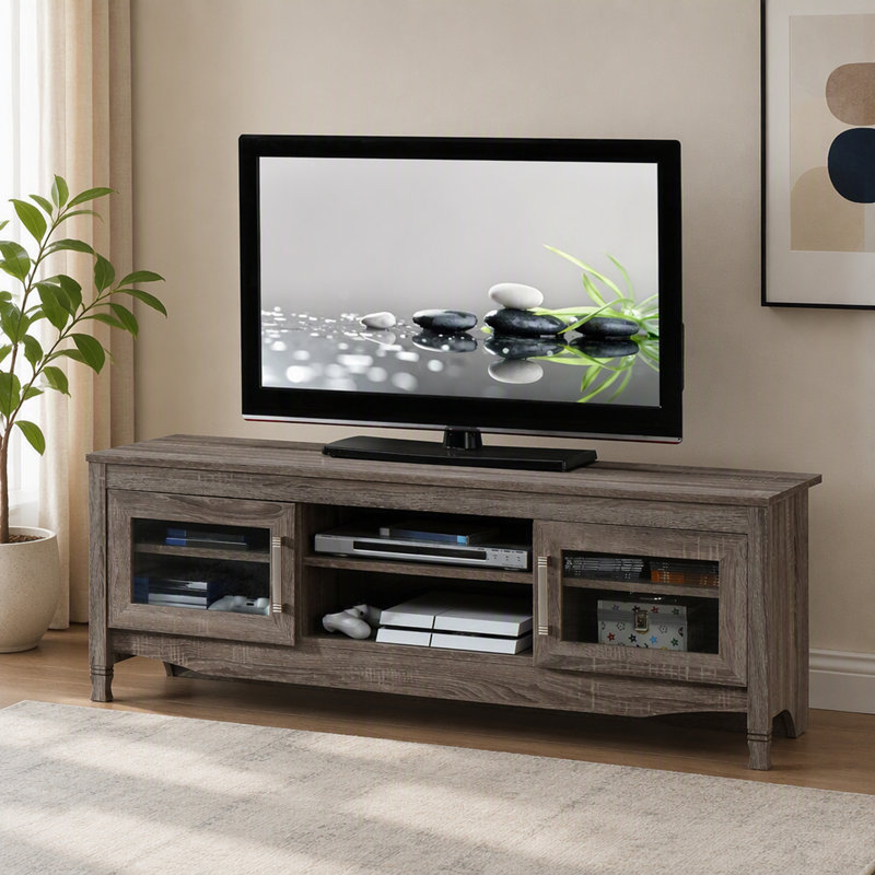 Meuble télé avec rangement et système de gestion des câbles