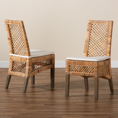 Cross Back Rattan Side Chair in Natural Brown -  bali & pari, Set of 2 209-1421-12800-WF