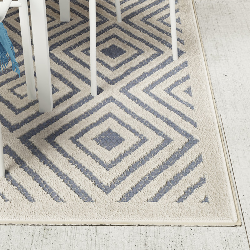 Tapis à motif géométrique Mcgruder Performance, Rectangle 6 pi 7 po x 9 pi 6 po