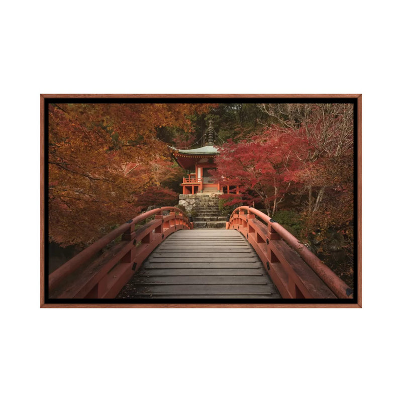 Autumn In Japan IV by Daniel Kordan - Print on Canvas, 66.04 cm H x 45.72 cm W, Classic Brown Wood Framed