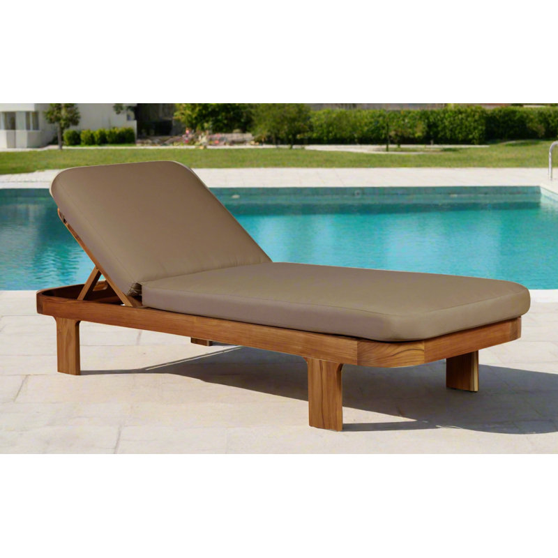 Chaise longue d'extérieur en bois de teck massif Eclipse, Marron clair, Brun
