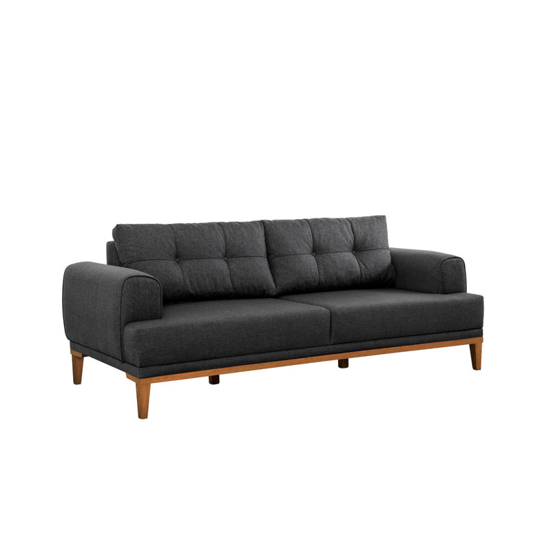 Elegant 3-Seat Sofa, Anthracite & Atlantic Pine, 87.8 x 32.3 x 37.0 inches | Durable HORNBEAM & FIR TREE Frame, 100% Polyester Fabric | Soft Foam Seating with Wooden Legs (6.7 inches) | Perfect for Modern Living Rooms