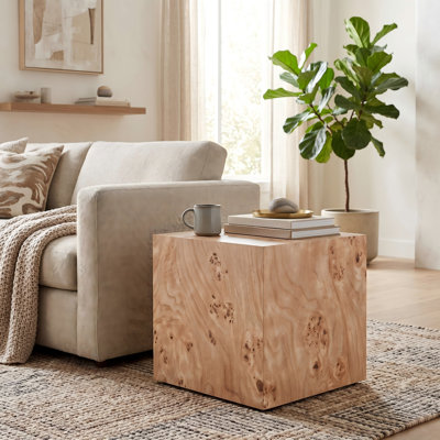 Table basse carrée en bois aggloméré de style naturel, table d'appoint. Table d'appoint de salon, de table d'appoint ou de table de chevet en bois aggloméré de style Wabi-sabi. 15,7 po x 15,7 po x 15,7 po, combinez librement 3 tailles,