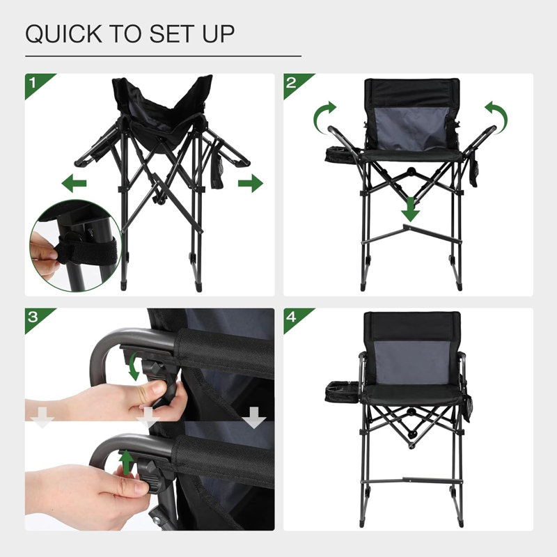 29" Seat Height Tall Folding Camping Chair, 1