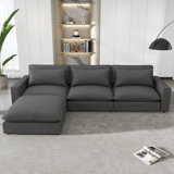 128" Sectional Sofa With Movable Ottoman, Charging Ports And Back Pillows