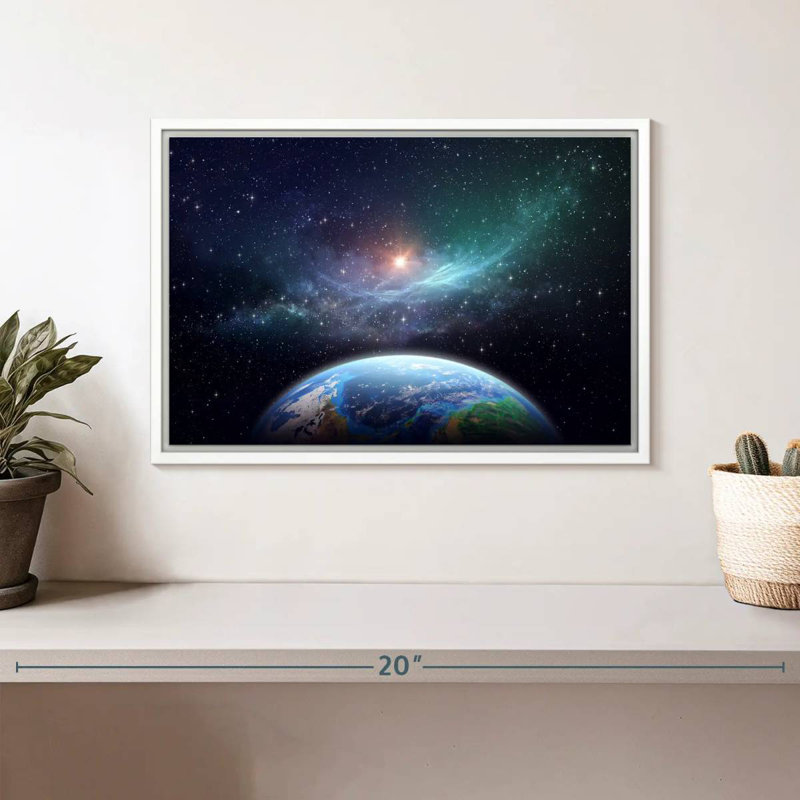 Exoplanète, Cadre flottant blanc, 13 po x 9 po